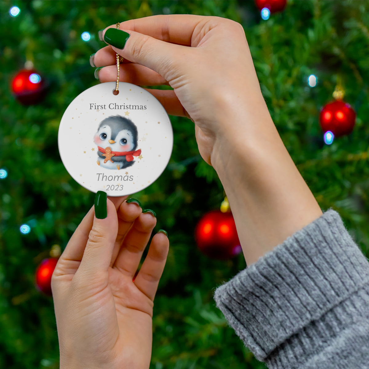 Baby's First Christmas - Tree Ornament - Penguin (C) - Ceramic Ornament