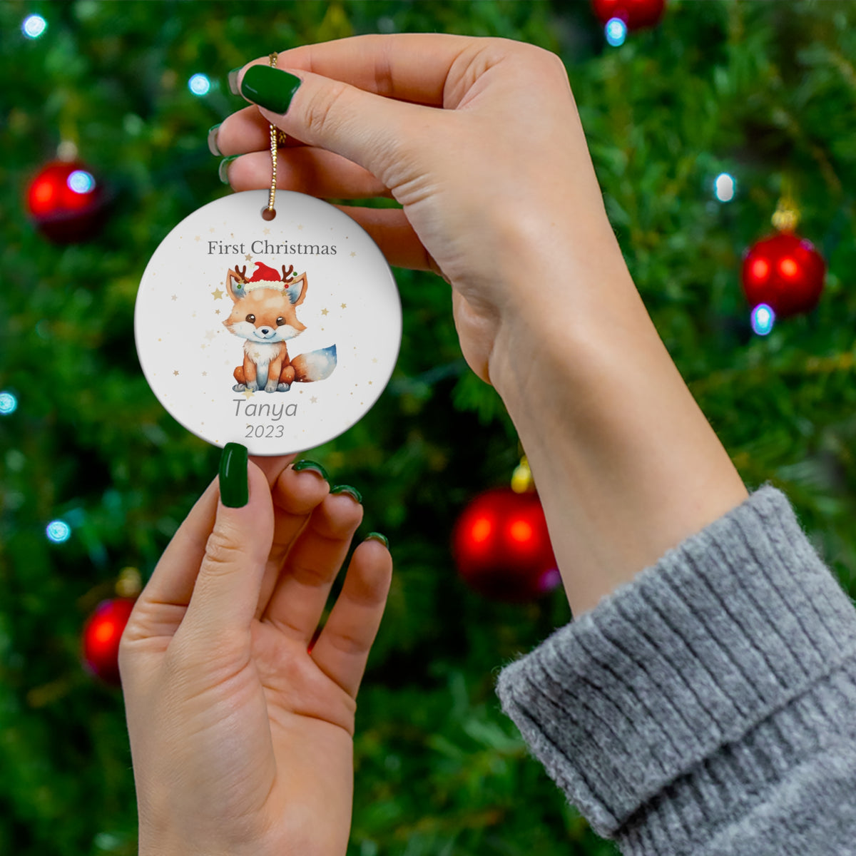 Baby's First Christmas - Tree Ornament - Fox (B) - Ceramic Ornament