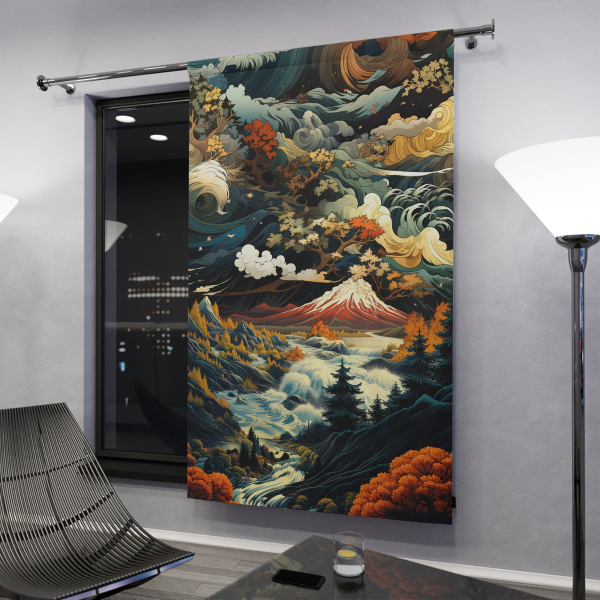 Majestic Mountain Design Collection - Window Curtain (1 Piece) - Earth Tones