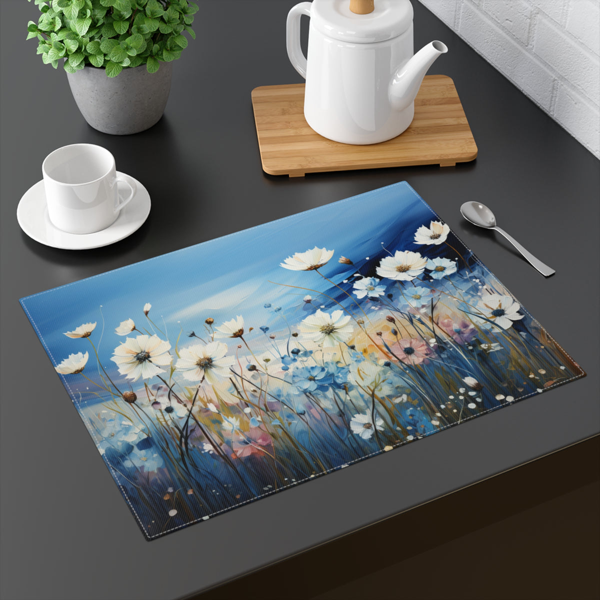 Blue Serenity Collection # 2 - Placemat - 18" × 14" (45.72cm x 35.56cm )