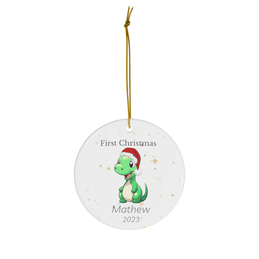 Baby's First Christmas - Tree Ornament - Dinosaur (E) - Ceramic Ornament