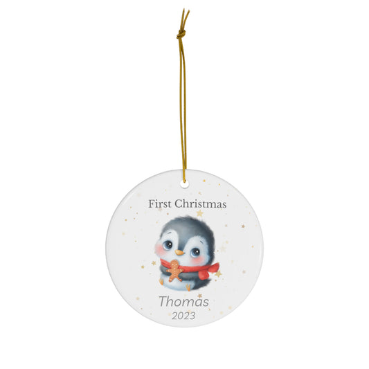 Baby's First Christmas - Tree Ornament - Penguin (C) - Ceramic Ornament