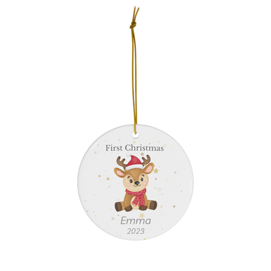 Baby's First Christmas - Tree Ornament - Deer (A) - Ceramic Ornament