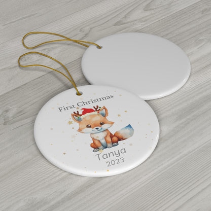 Baby's First Christmas - Tree Ornament - Fox (B) - Ceramic Ornament