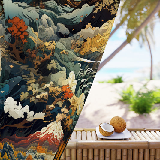 Majestic Mountain Design Collection - Window Curtain (1 Piece) - Earth Tones