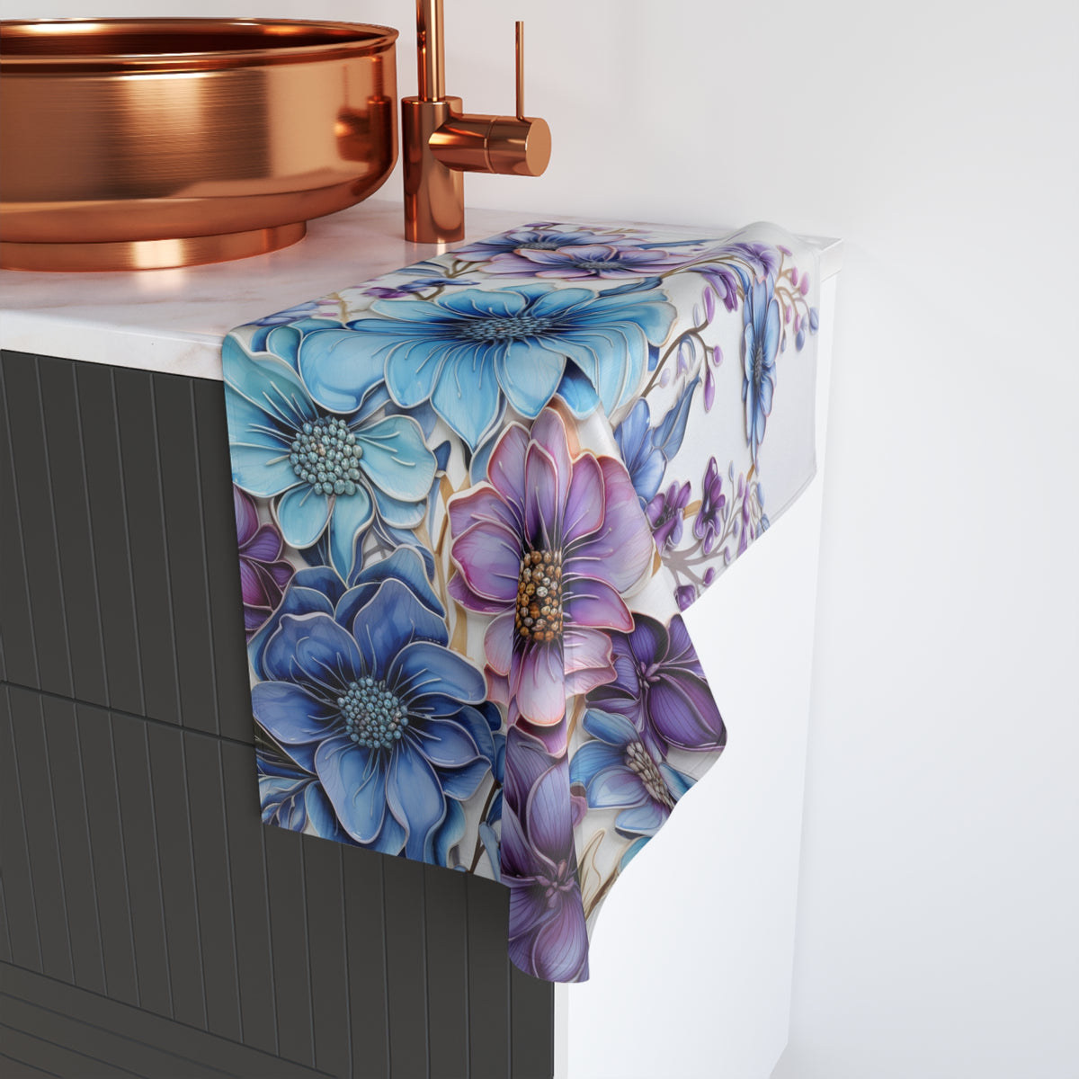 Topeka Flower Collection - Hand Towel (16″ × 28″) (40.64cm × 71.12cm)