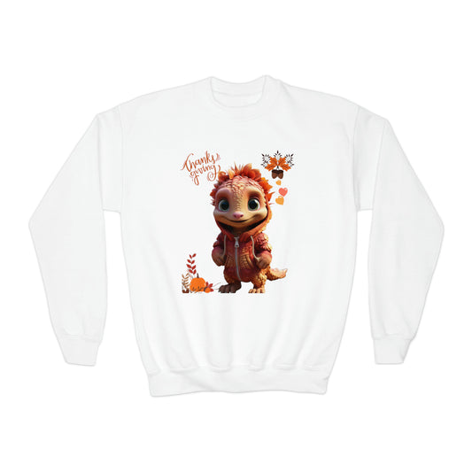 Adorable Dino Collection #2 - Youth - Thanksgiving Theme - Crewneck Sweatshirt